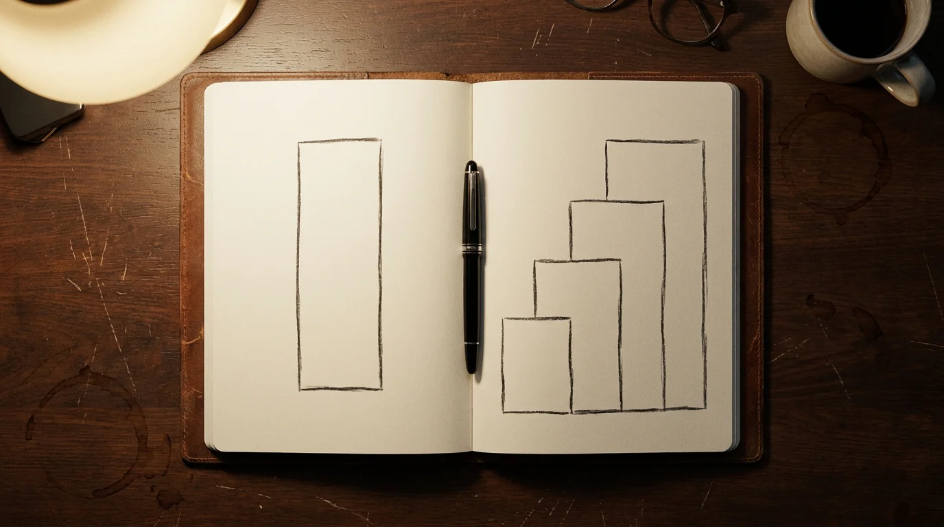 Flat versus percentage staking concept represented by two diagrams in a notebook