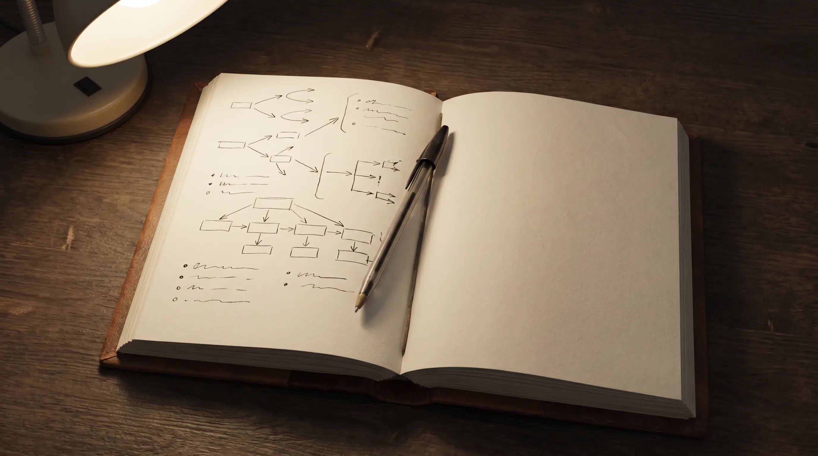 Hand-written hockey slate playbook in a notebook with conceptual diagrams