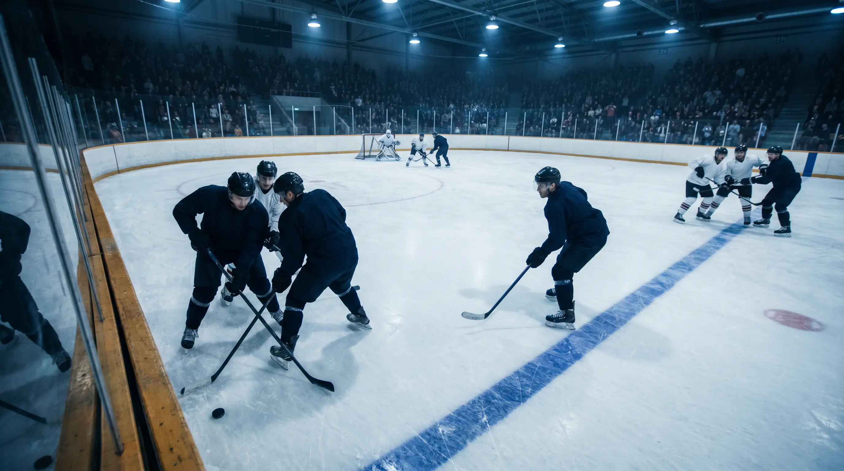 NHL favoured team in full attacking posture controlling the offensive zone for a heavy puck-line spread