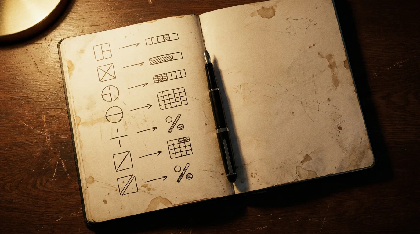 Hand-drawn fractional to decimal odds conversion on a notebook page