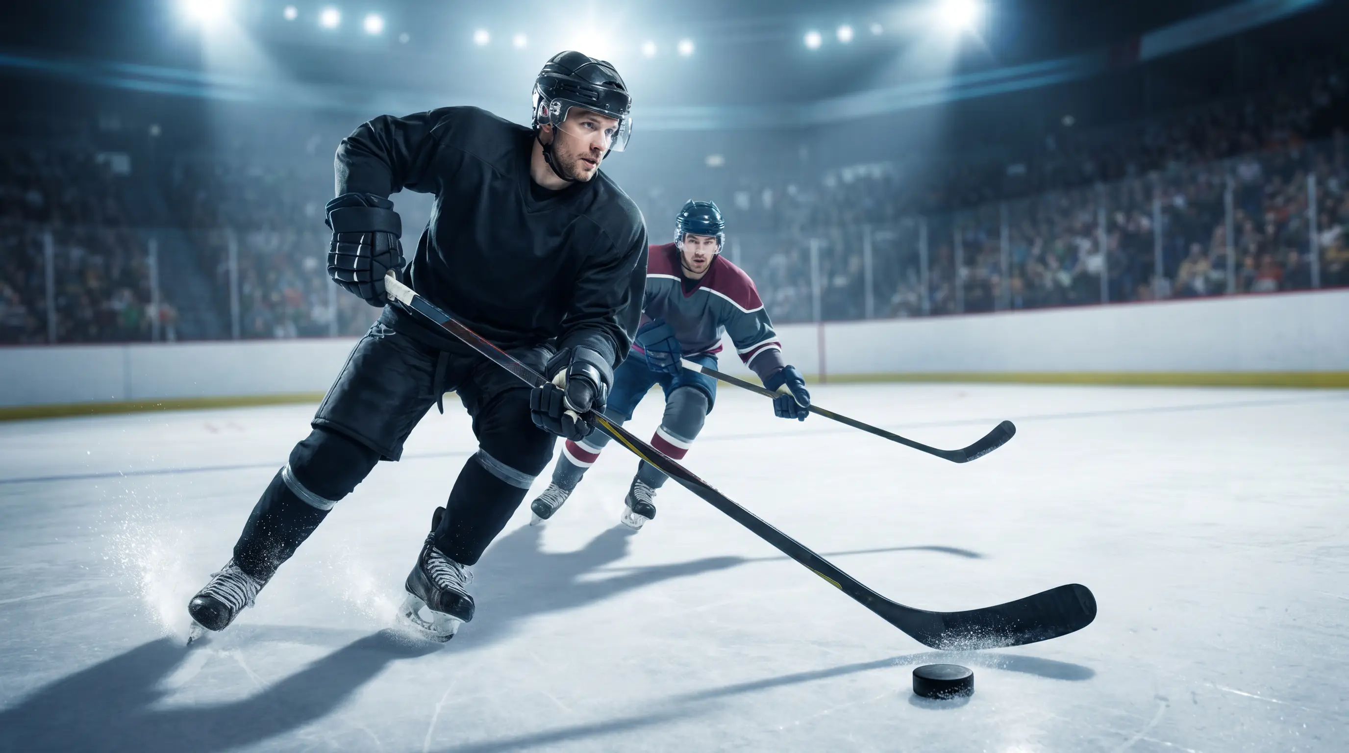NHL skater leading the league in points carrying the puck on a controlled rush