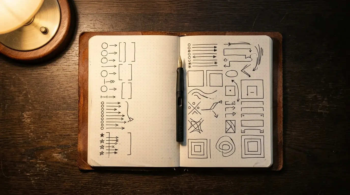 Shots on goal framework summary in a leather notebook for an NHL regular season