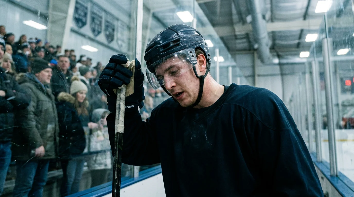 NHL skater shaking his head after a low-shot-volume night where SOG overs failed