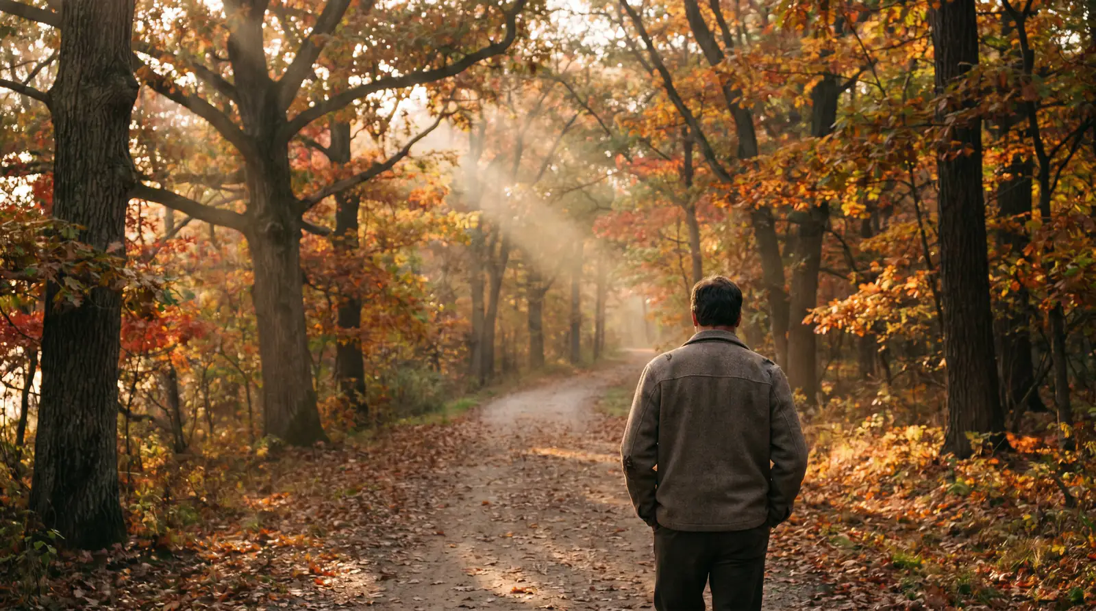 Person walking a quiet outdoor path after their self-exclusion period ends