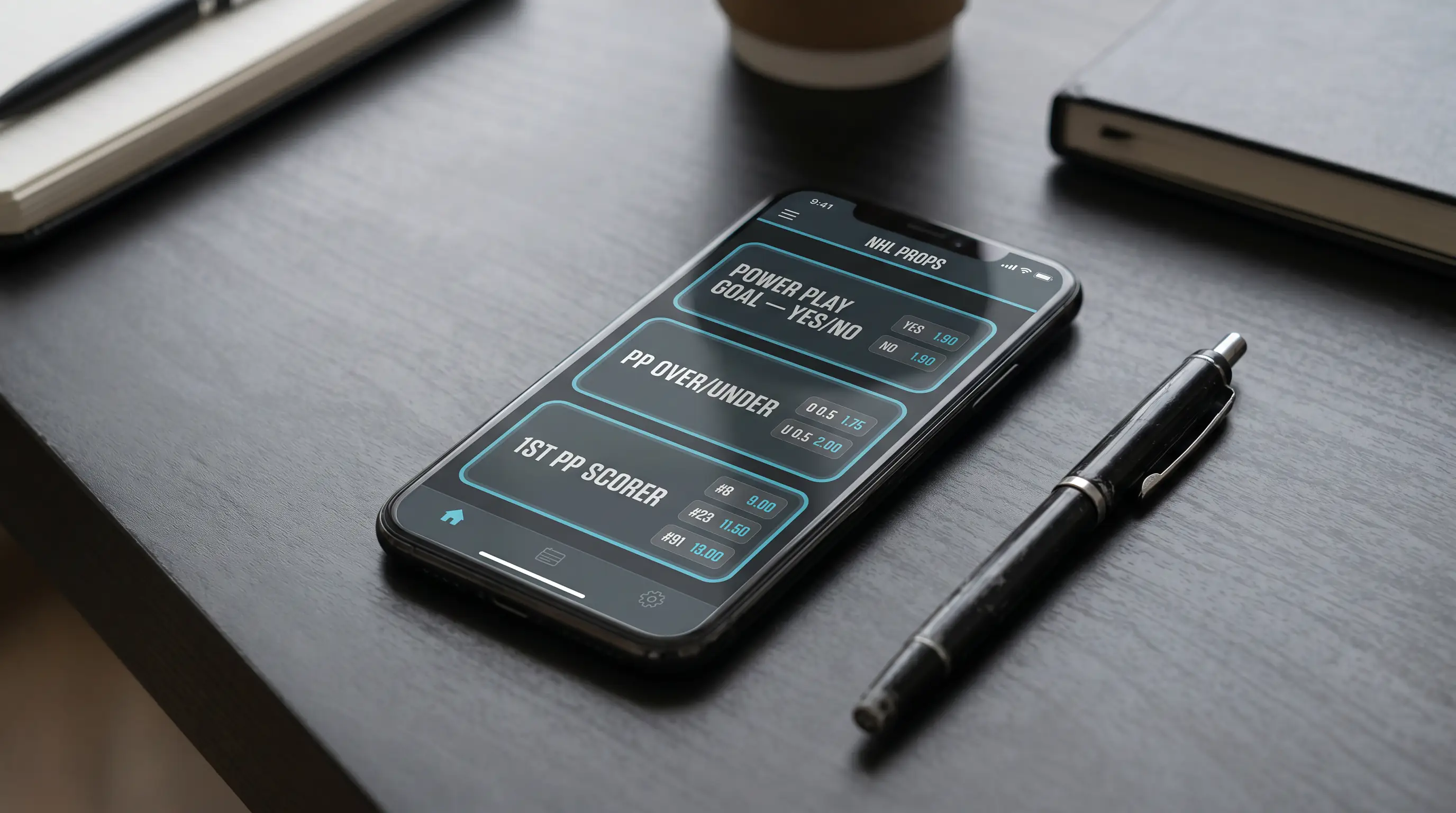 UK sportsbook NHL power-play prop market screen on a smartphone
