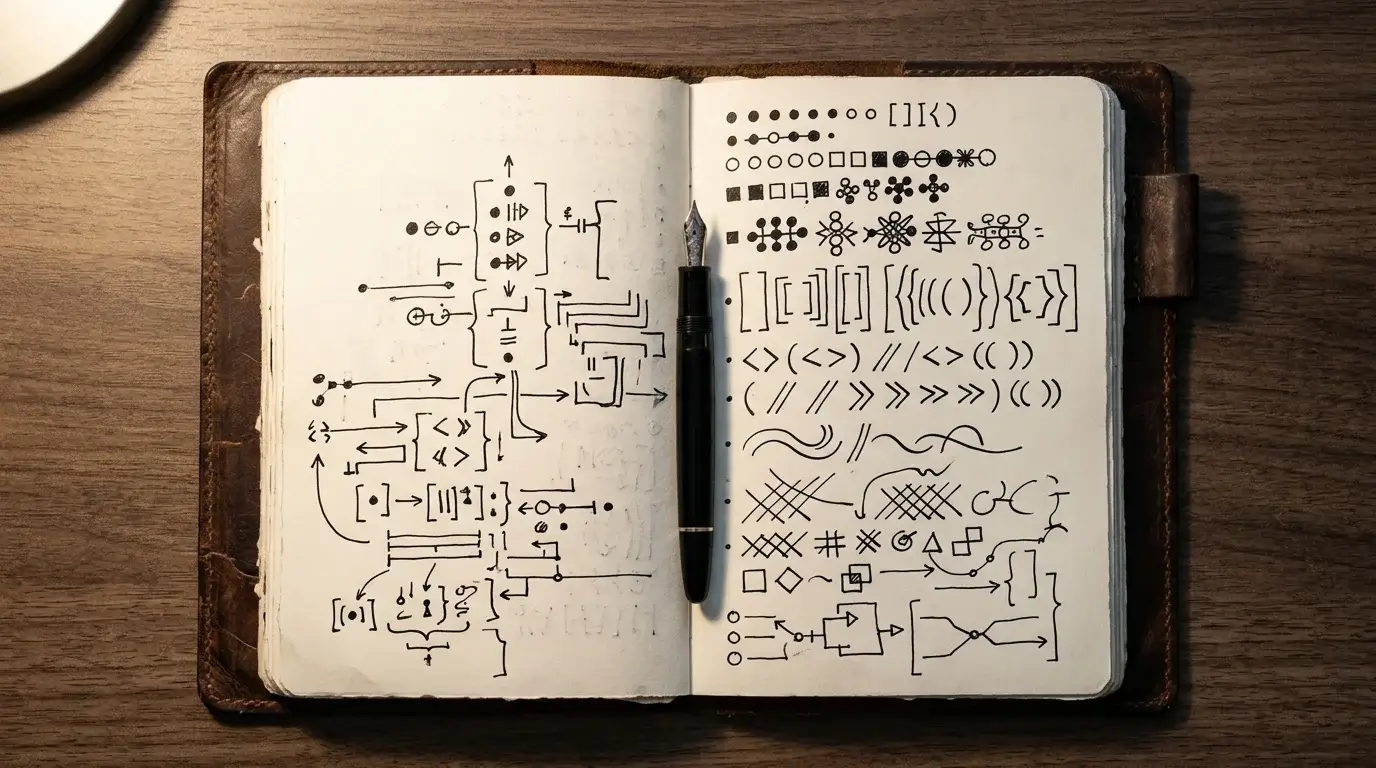 Hand-written UK fractional read routine in a leather notebook