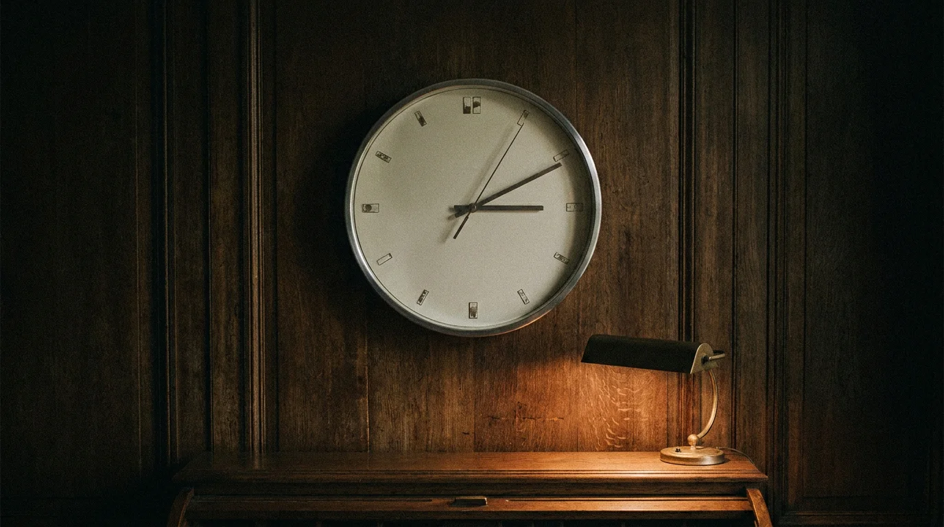 Late-night wall clock concept showing the UK time of an NHL puck drop